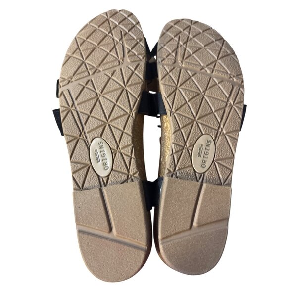 Earth Origins Laney Wide Sandals Size 10 Black & Tan Strappy Open Toe Comfort De - Picture 5 of 6